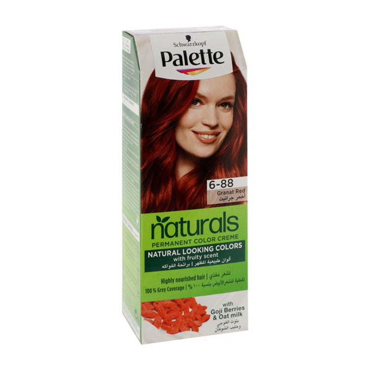 Schwarzkopf Palette Naturals Permanent Hair Color Cream with Goji Berry & Oat Milk Granat Red 6-88