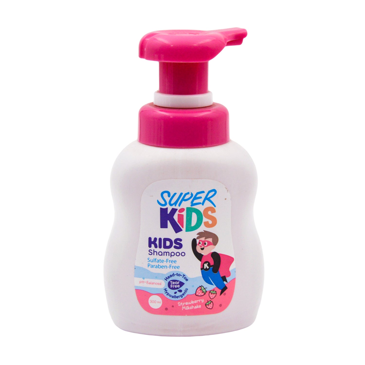 Super Kids Hypoallergenic Shampoo Strawberry Milkshake Scent - sulfate free, parabens free, silicone free