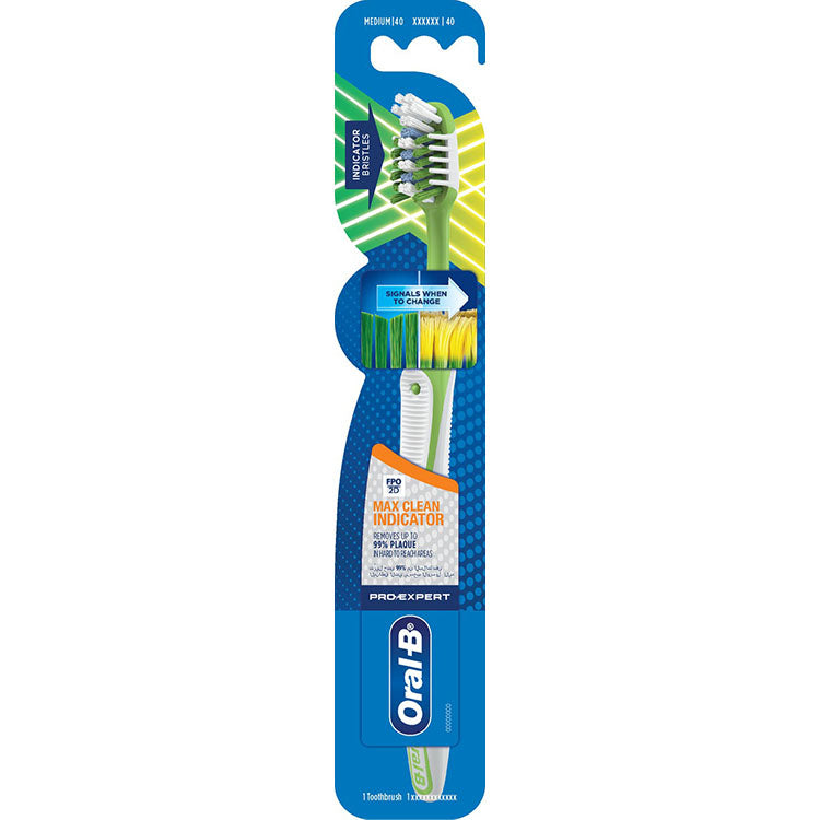 Oral-B Pro-Expert Max Clean Indicator Green & White Toothbrush