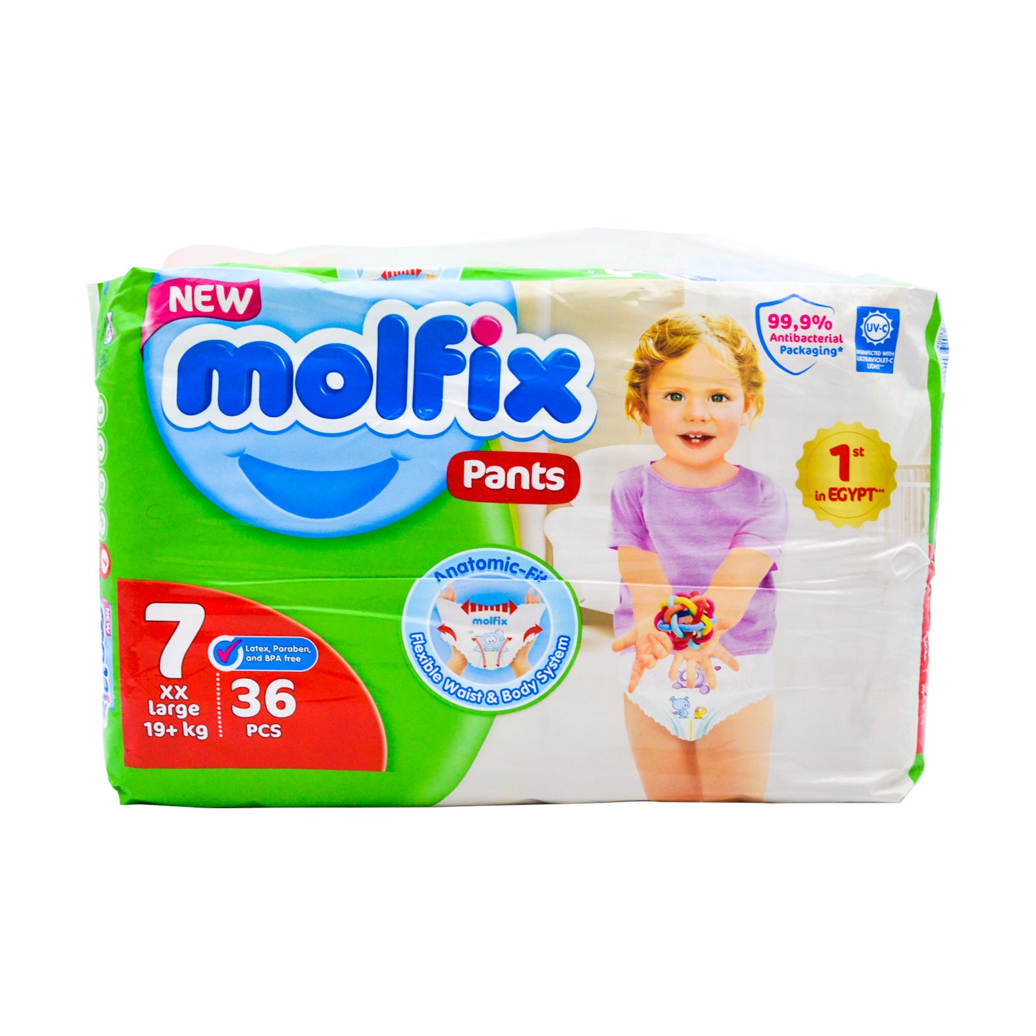 حفاضات مولفيكس المضادة للحساسية مقاس 2XL (19+ كجم) - خالية من مادة BPA، وخالية من اللاتكس، وخالية من البارابين