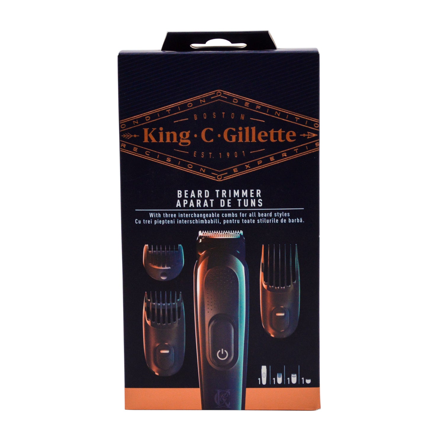King C Gillette Cordless Beard Trimmer Kit with Interchangeable Combs