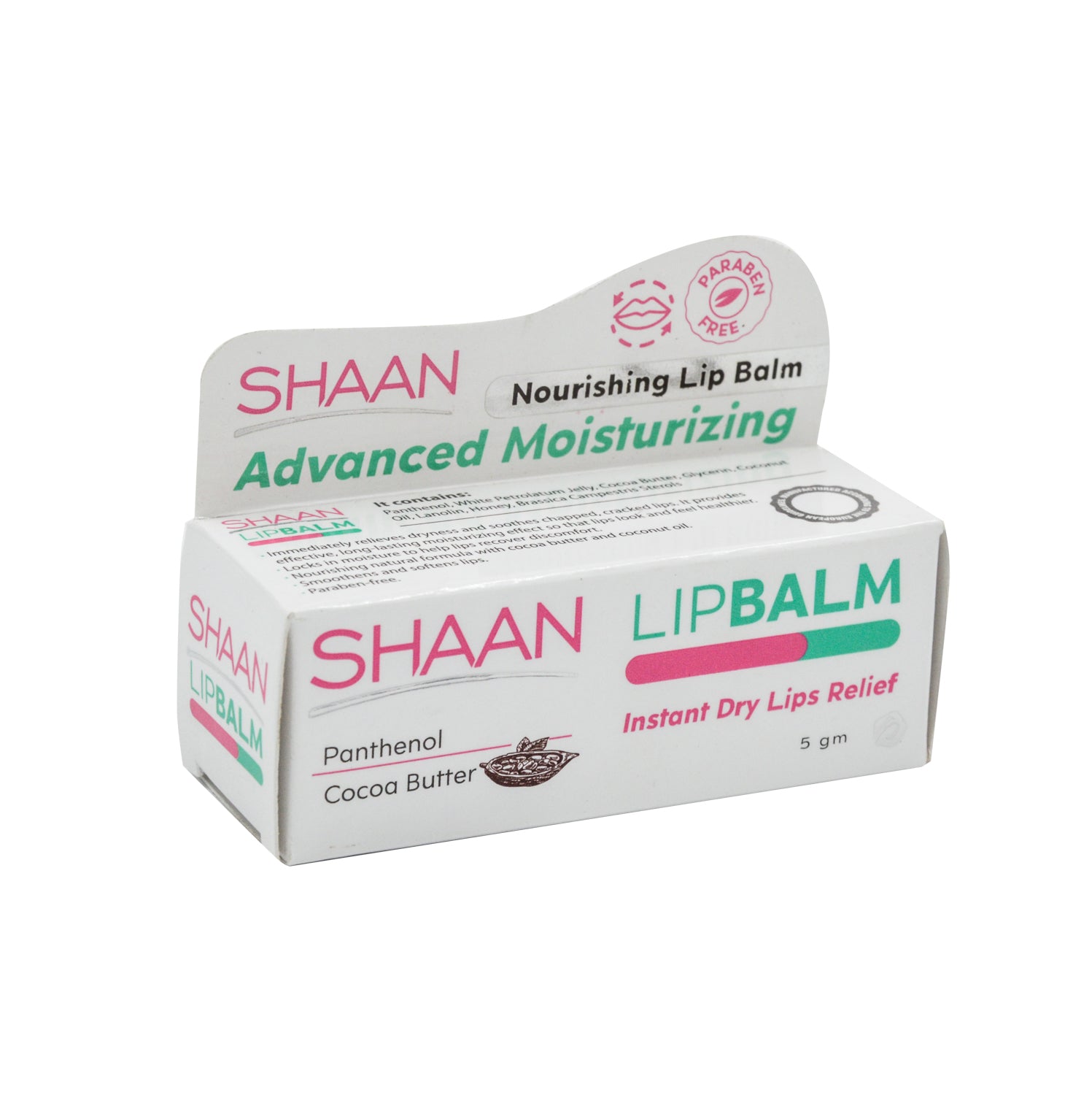Shaan Nourishing & Moisturizing Lip Balm with Panthenol & Cocoa Butter - parabens free