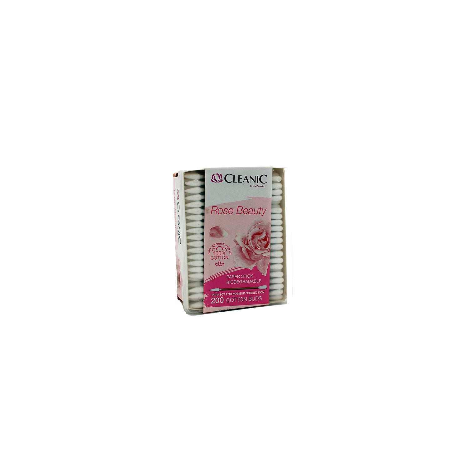Cleanic Rose Beauty Biodegradable Paper Stick Cotton Swabs