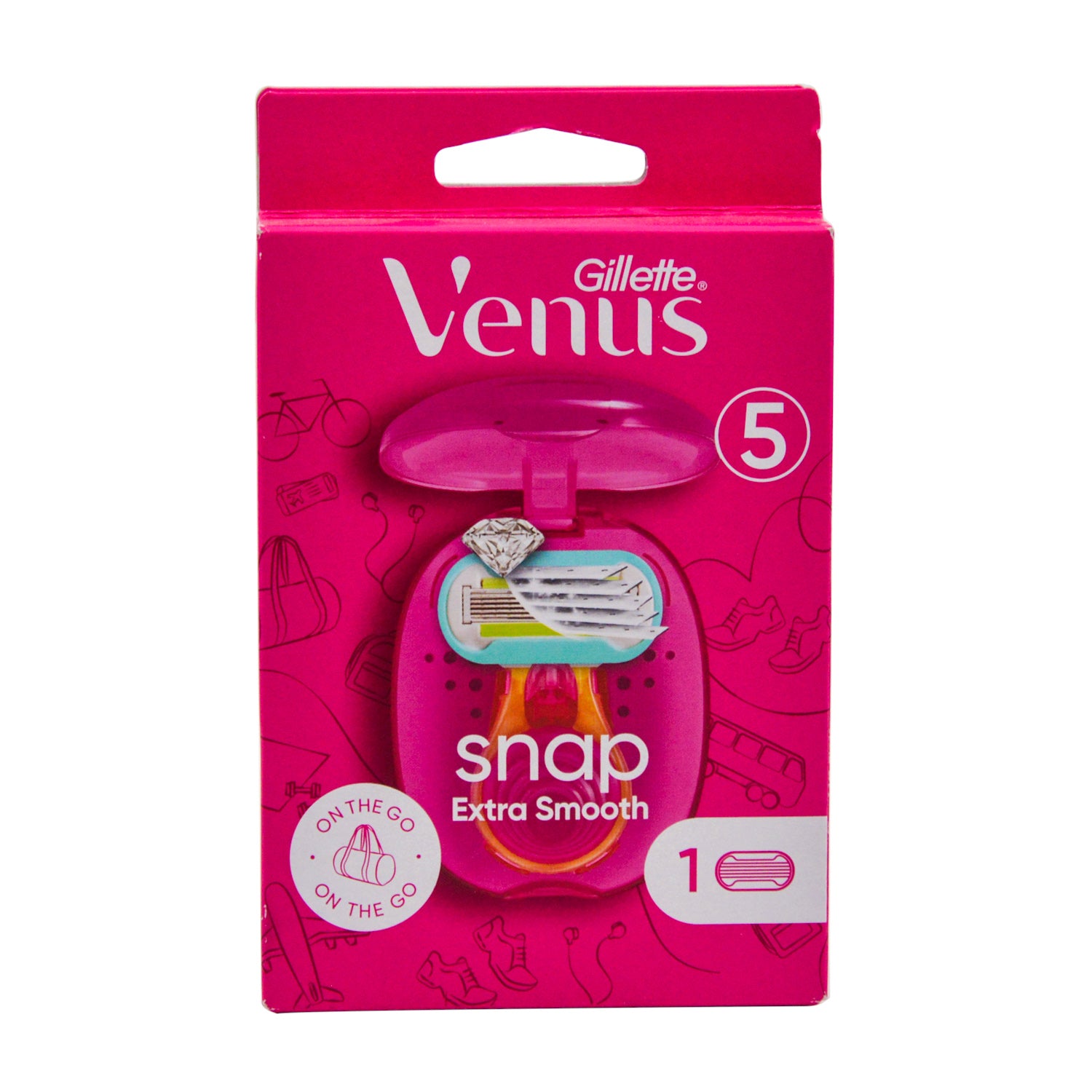 Gillette Venus On the Go Snap Extra Smooth 5 Blade Razor with Refill & Case