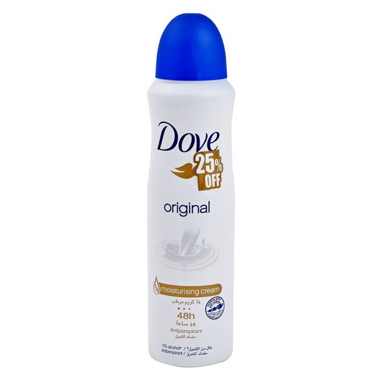 Dove Original 48H Antiperspirant Deodorant Spray with Moisturizing Cream for Women (25% Off) - alcohol free