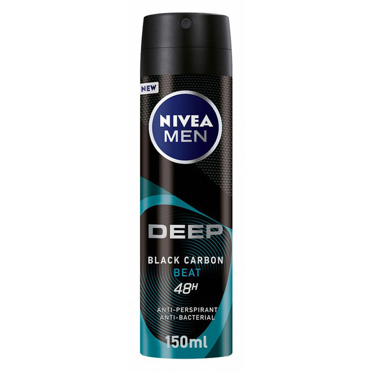 NIVEA Men Deep Beat Black Carbon 48H Antitranpirant & Antibacterial Deodorant Spray