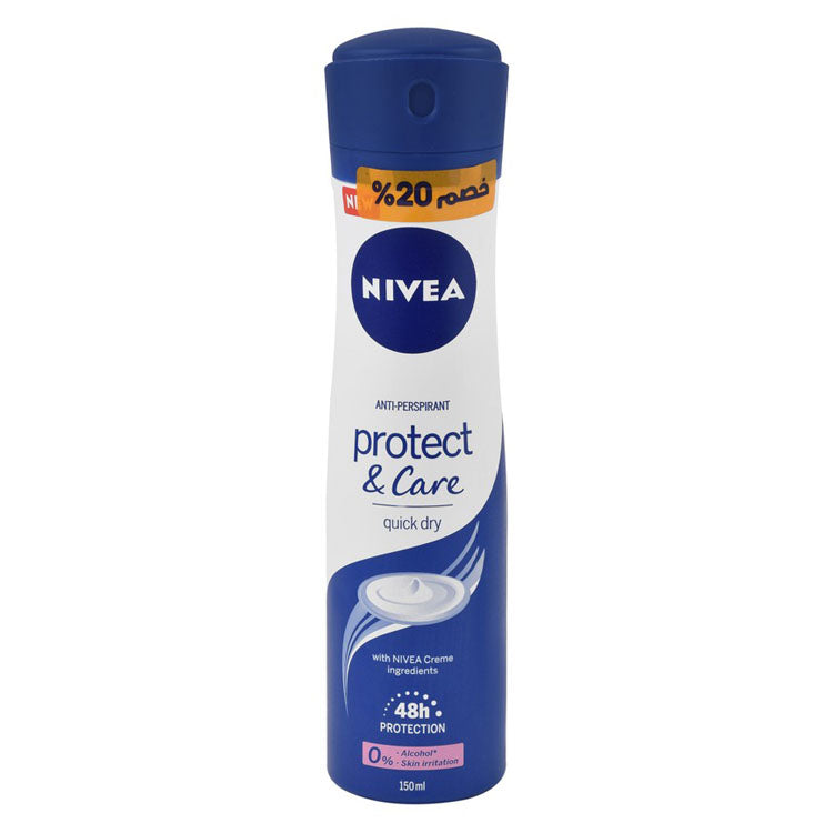 بخاخ مزيل العرق ومضاد التعرق سريع الجفاف من نيفيا بروتكت آند كير للنساء - خالٍ من الكحول (خصم 20%)