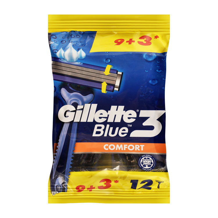 Gillette Blue 3 Blade Razors with Comfort Gel (9+3 Free)