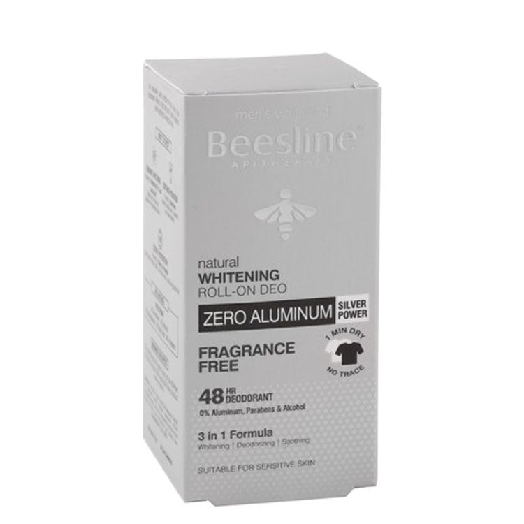 Beesline 48H Whitening & Soothing Roll-On Deodorant for Men - aluminum free, fragrance free, parabens free