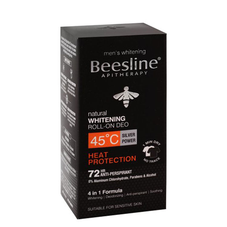 Beesline Heat Protection 4in1 72H Antiperspirant & Whitening Roll-On Deodorant for Men - alcohol free, parabens free, aluminum chlorohydrate free