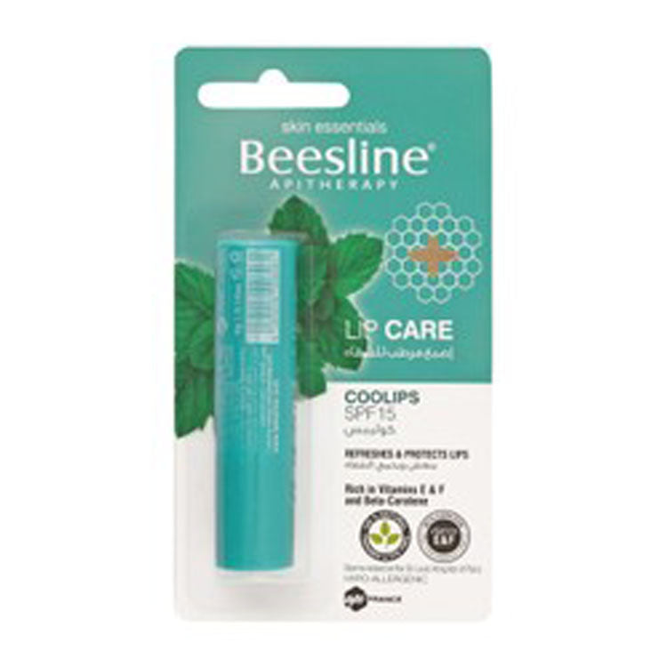 Beesline Coolips Hypoallergenic Refreshing & Protecting Lip Balm with Vitamins & Beta-Carotene SPF15 - dye free, parabens free, preservatives free