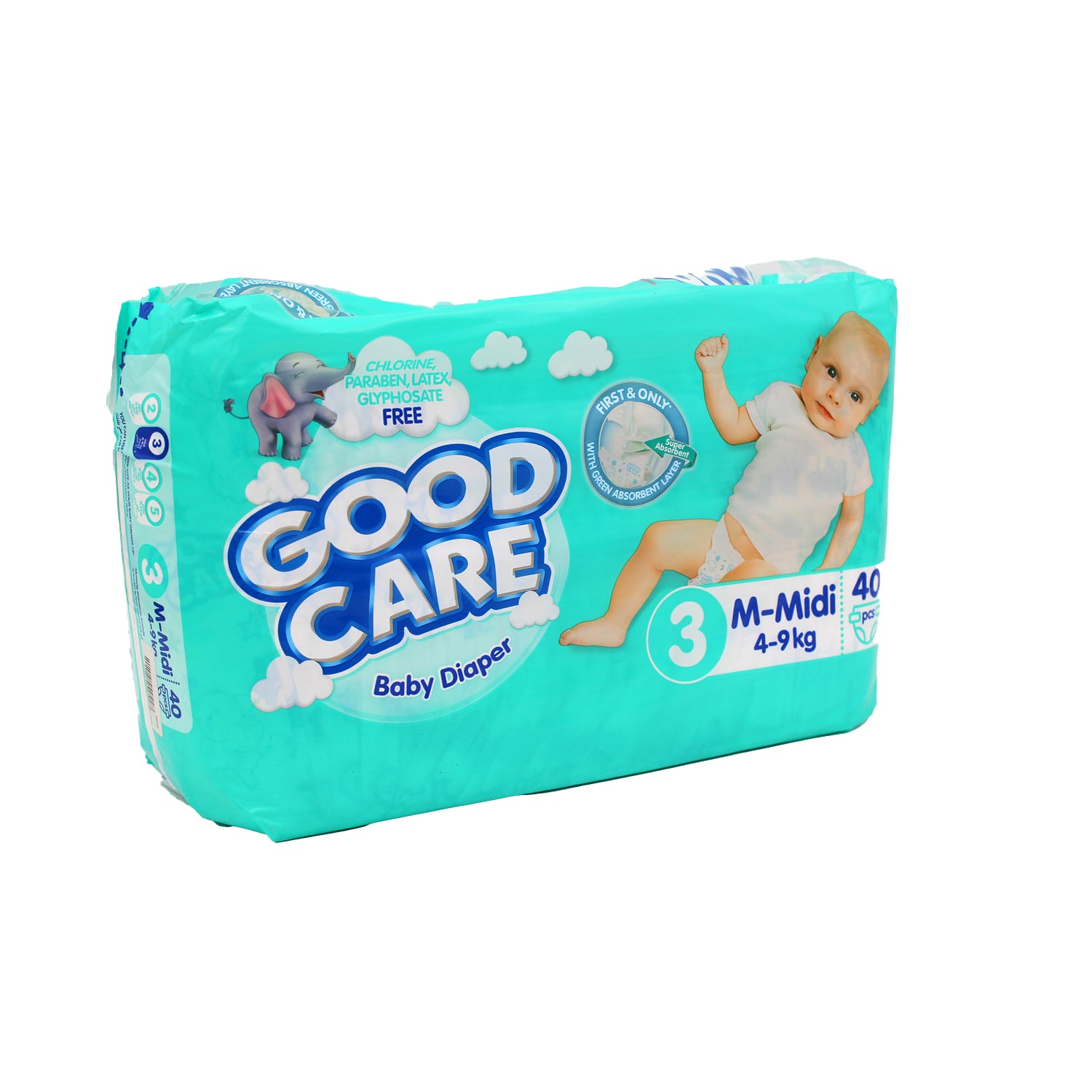 Good Care Medium Baby Diapers with Olive Oil Size 3 (4-9kg) - chlorine free, parabens free, latex free
