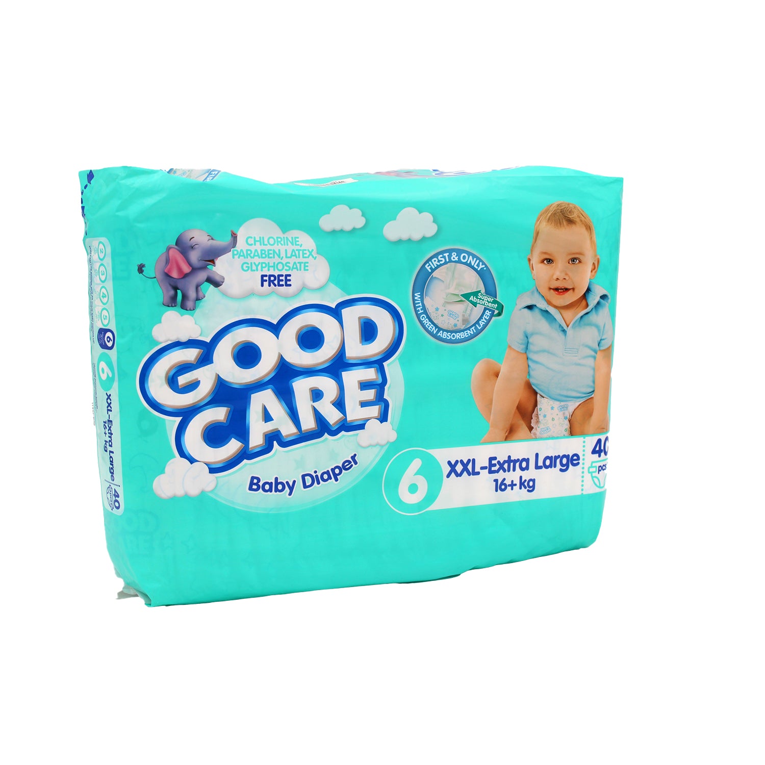 حفاضات أطفال جود كير مقاس 2XL (16+ كجم) - خالية من الكلور والبارابين واللاتكس