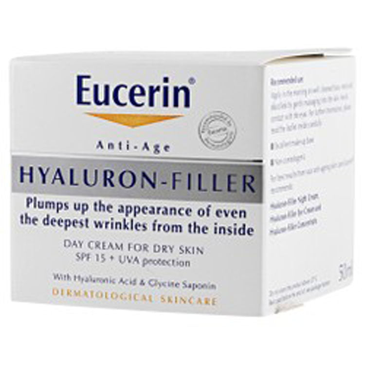 كريم يوسيرين هيالورون فيلر النهاري للبشرة الجافة، مضاد للتجاعيد وعلامات التقدم في السن، مع عامل حماية من الشمس SPF15+