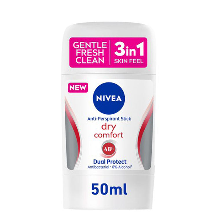 NIVEA Dry Comfort 3in1 Antiperspirant & Antibacterial 72H Deodorant Stick for Women - alcohol free