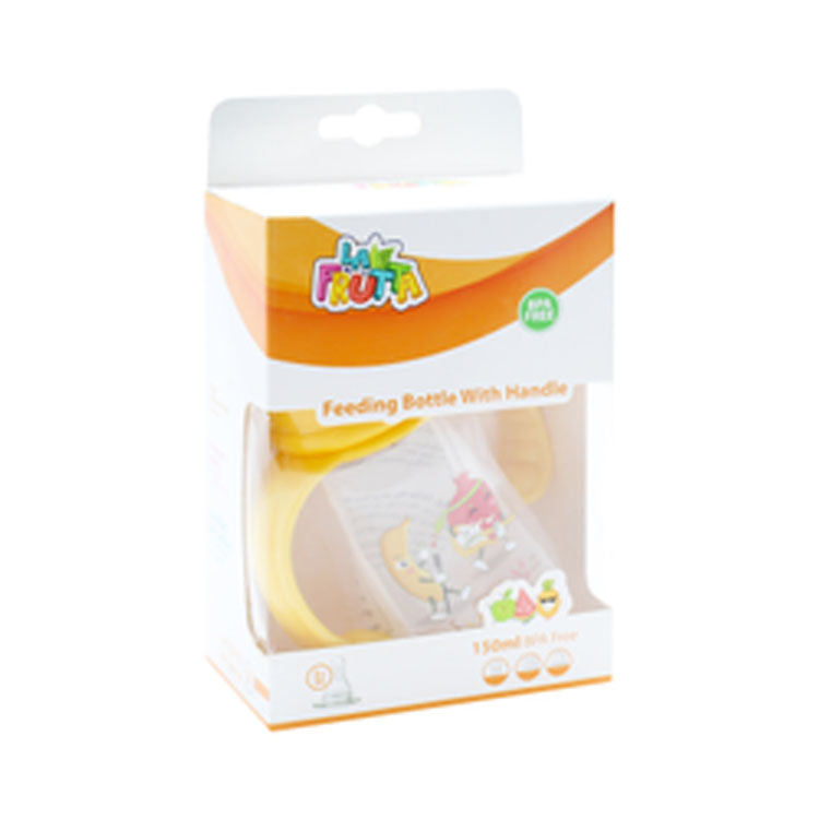 La Frutta Yellow 150ml Plastic Nursing Bottle with Handle (3+ Months) - BPA free