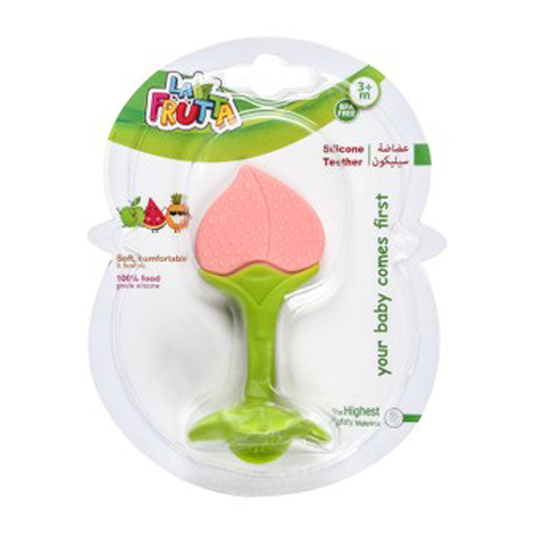 La Frutta Pink & Green Flower Shaped Silicone Teether (3+ Months) - BPA free
