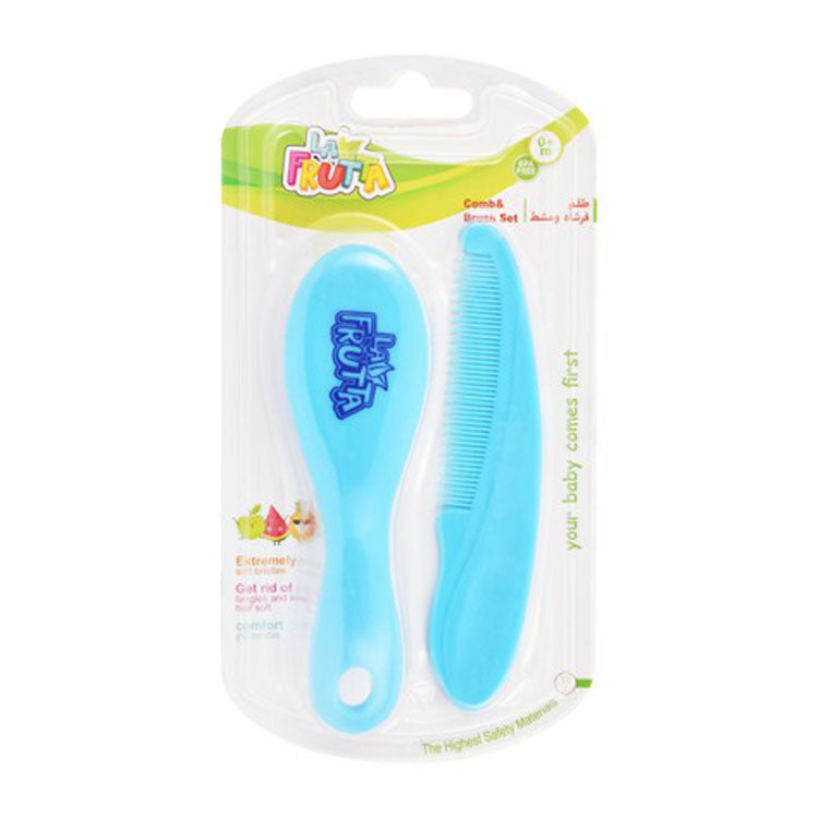 La Frutta Blue Baby Comb & Brush Set (0+ Months) - BPA free, non toxic