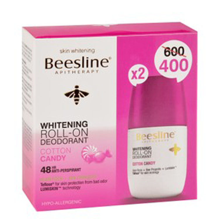 Beesline Hypoallergenic 48H Antiperspirant Whitening Roll-On Deodorants Cotton Candy Scent for Sensitive Skin (-200 EGP) - ethyl alcohol free, aluminum chloride free, parabens free
