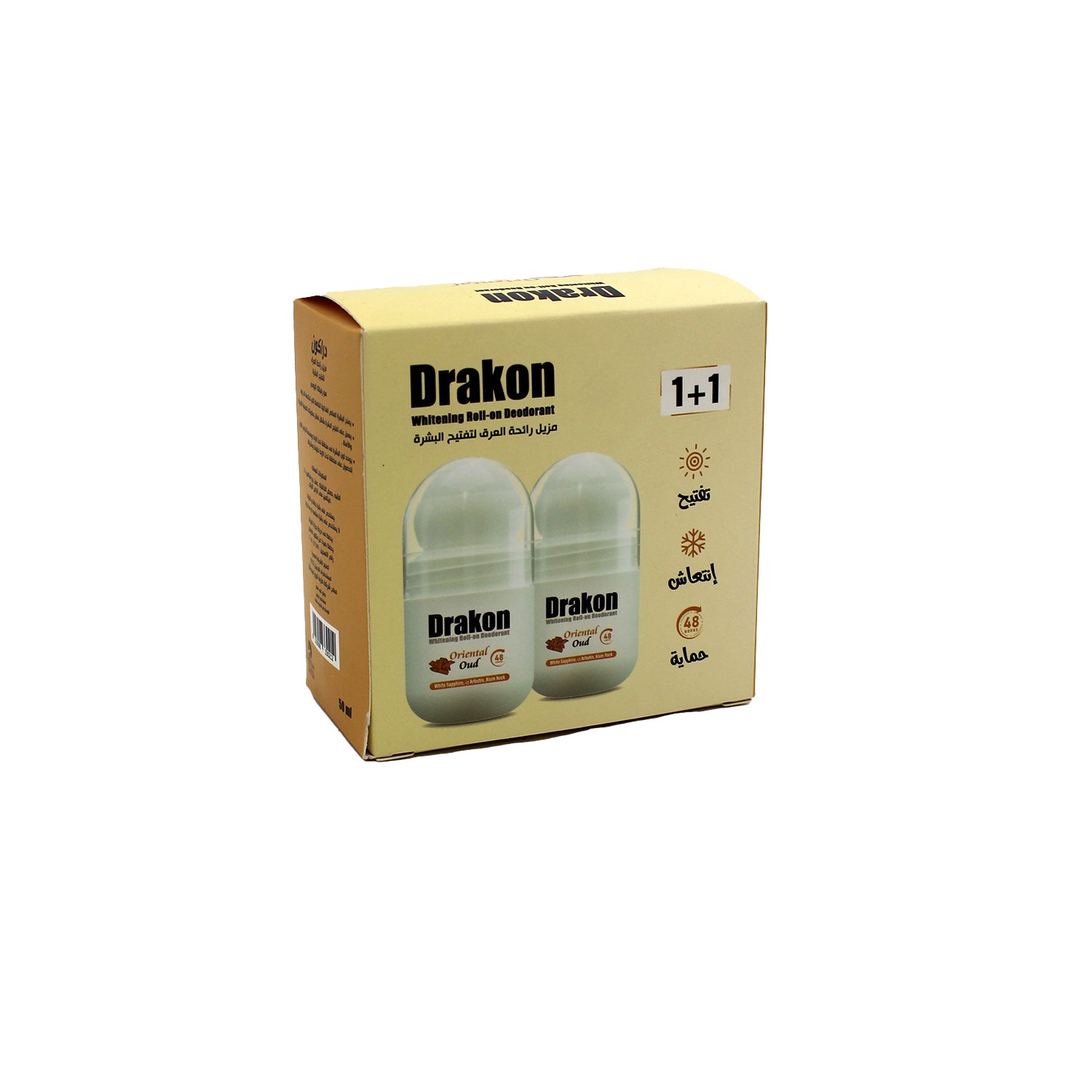 Drakon Whitening 48H Roll-On Deodorants Oriental Oud Scent (1+1 Free) - Aluminum chloride free