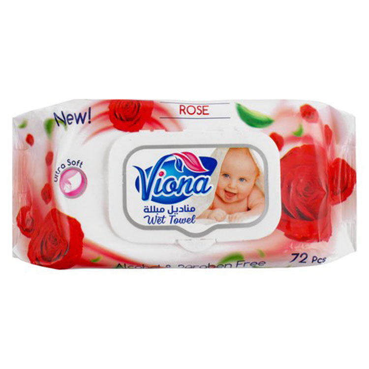 مناشف فيونا فائقة النعومة للأطفال المبللة برائحة الورد - خالية من الكحول والبارابين