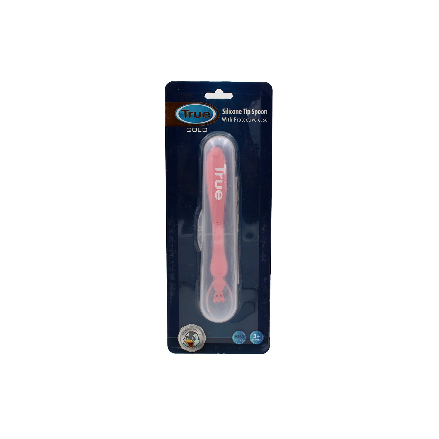 True Pink Silicone Tip Spoon with Protective Case (3+ Months) - BPA free