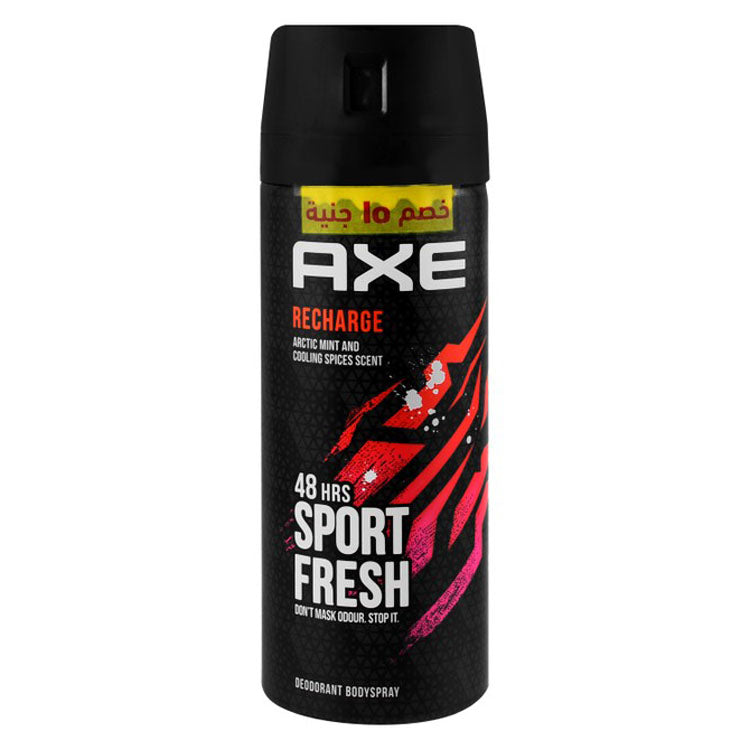 Axe Recharge 48H Deodorant Body Spray Arctic Mint & Cooling Spices Scent for Men (-15 EGP)