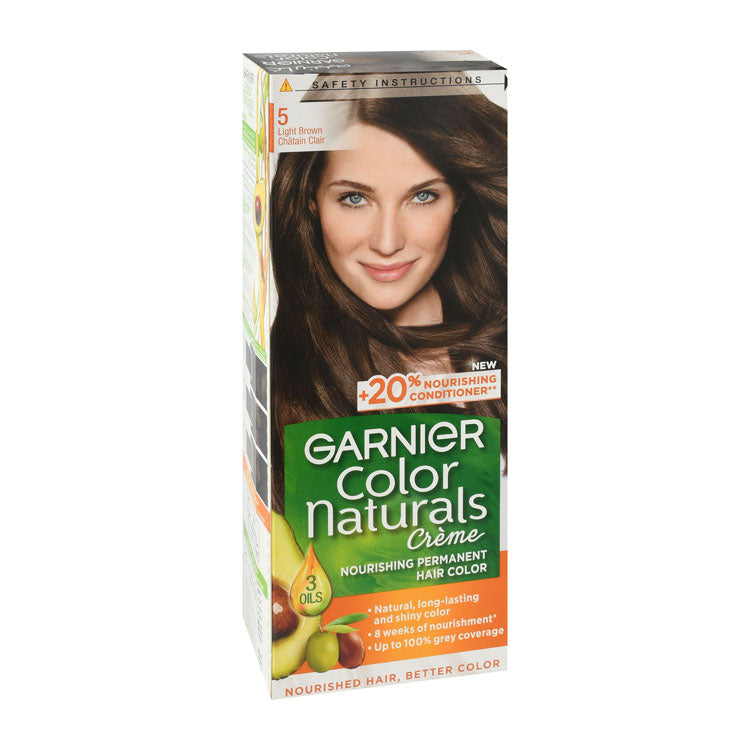 Garnier Color Naturals Nourishing Permanent Hair Dye Cream with Shea Butter, Avocado & Olive Oils Light Brown 5 (15% Off)