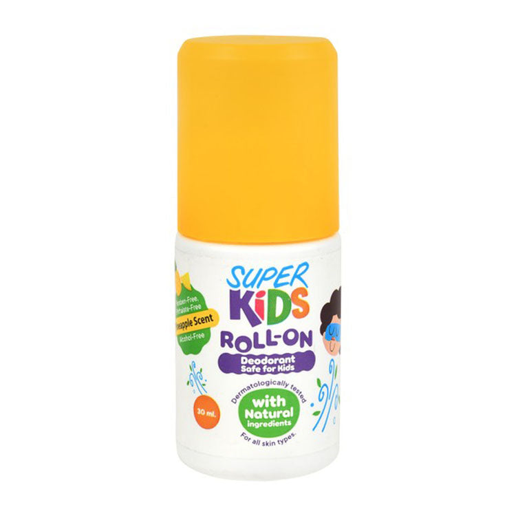 Super Kids Roll-On Deodorant Pineapple Scent for All Skin Types - parabens free, phthalate free, alcohol free