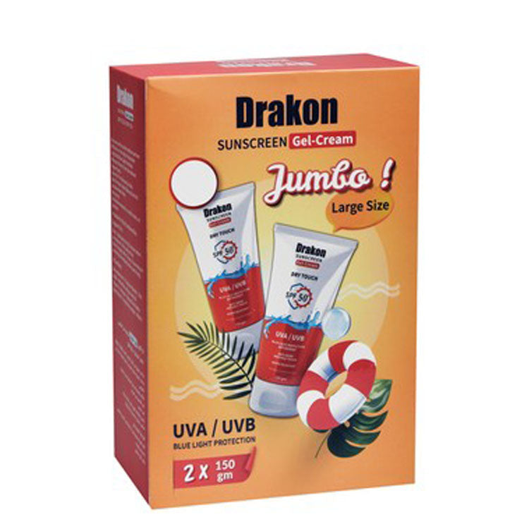 Drakon Dry Touch Water-Resistant Non-Greasy Anti-Shine Sunscreen Gel Cream with Antioxidants for Oily & Combination Skin SPF50+ - perfume free