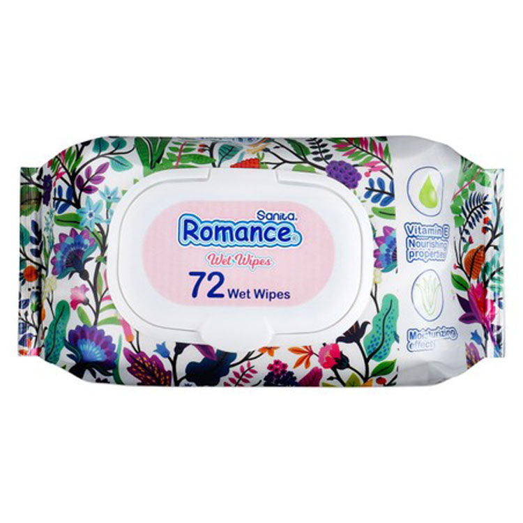 مناديل مبللة متعددة الاستخدامات من سانيتا رومانس، مضادة للحساسية، مع فيتامين هـ - خالية من الكحول والبارابين