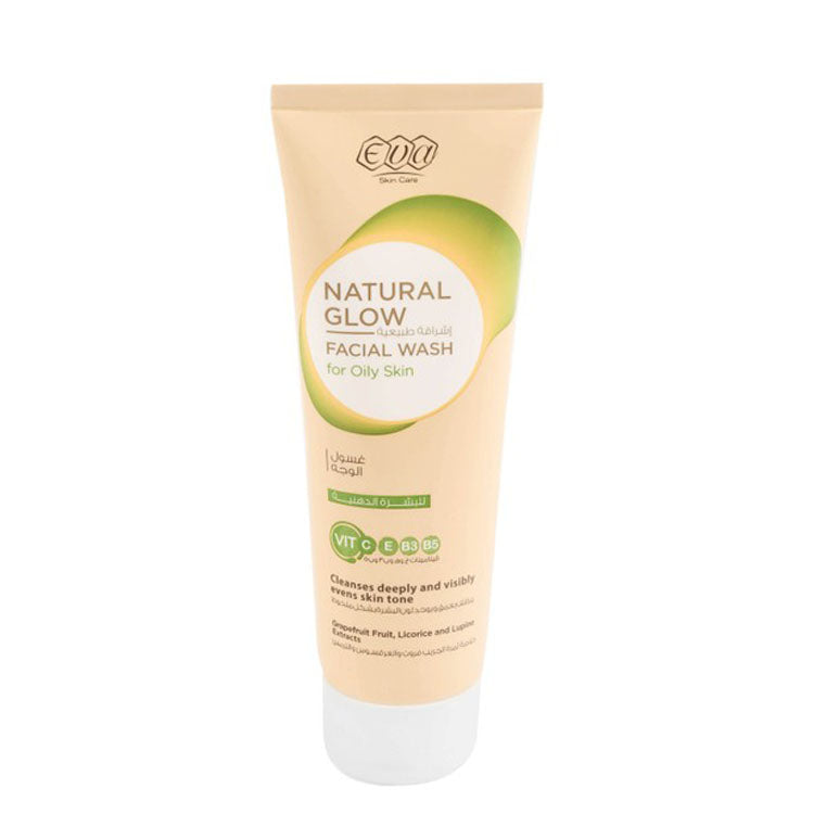 Eva Natural Glow Deep Cleansing & Skin Toning Facial Wash with Vitamins, Grapefruit & Licorice Extracts for Oily Skin