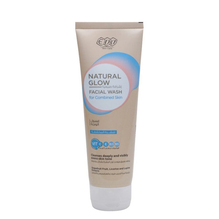 Eva Natural Glowing Facial Wash with Vitamins, Grapefruit & Lupine Extracts for Combined Skin
