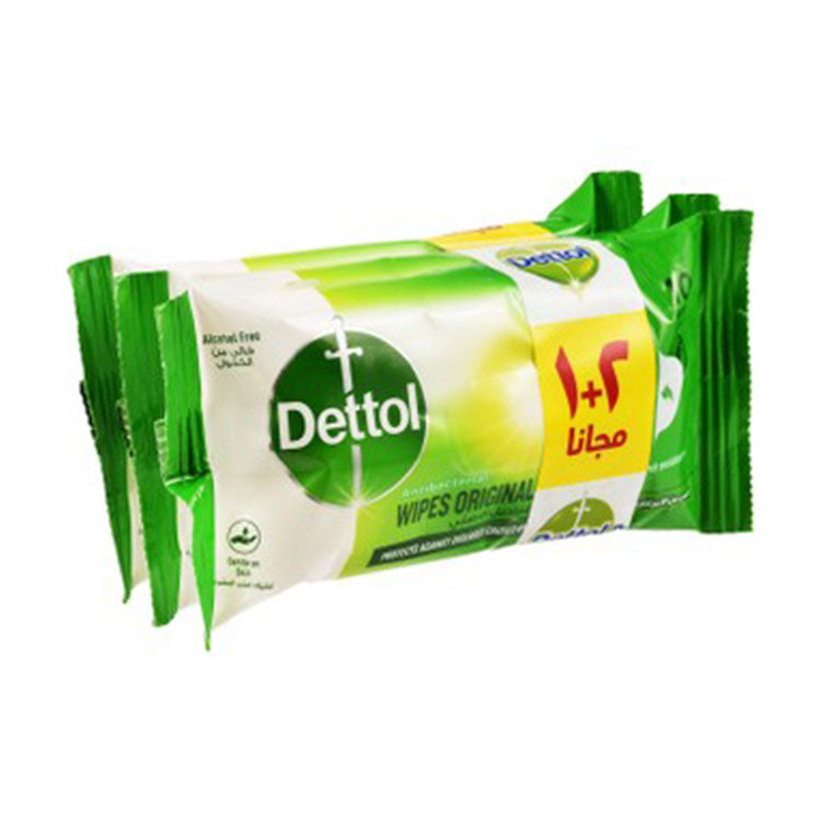 Dettol Original Antibacterial Skin Wipes (2+1 Free) - alcohol free