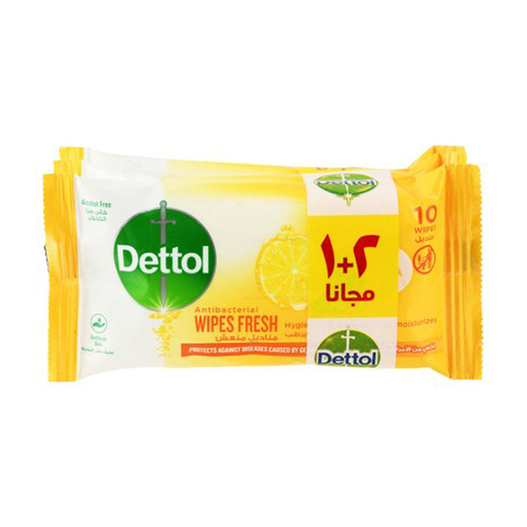 Dettol Wipes Lemon Scent (2+1 Free) - alcohol free