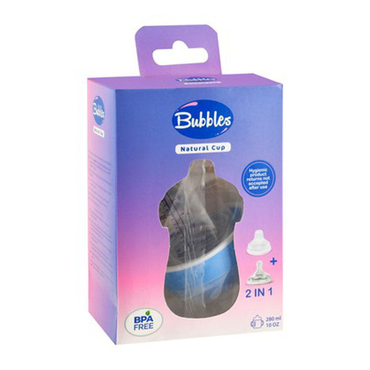 كوب أطفال أبيض وأزرق من بابلز، سعة 280 مل - خالٍ من مادة BPA