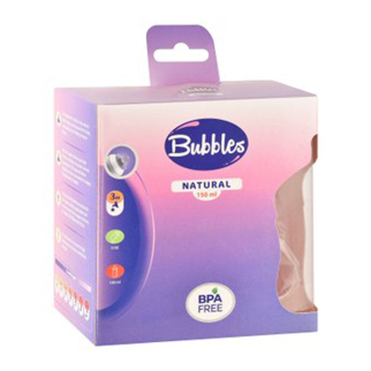 Bubbles Natural Pink & White 150ml Anti-Colic Feeding Bottle (3+ Months) - BPA free