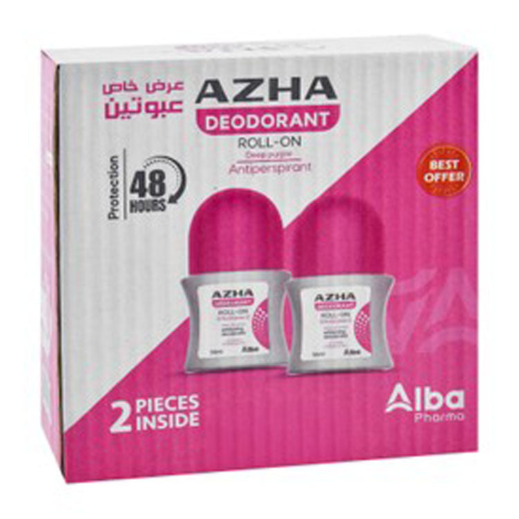 مزيل عرق أزها 48 ساعة مضاد للتعرق، مبيض ومؤخر لتساقط الشعر، لون بنفسجي داكن، رول أون مع فيتامين سي (عرض خاص)