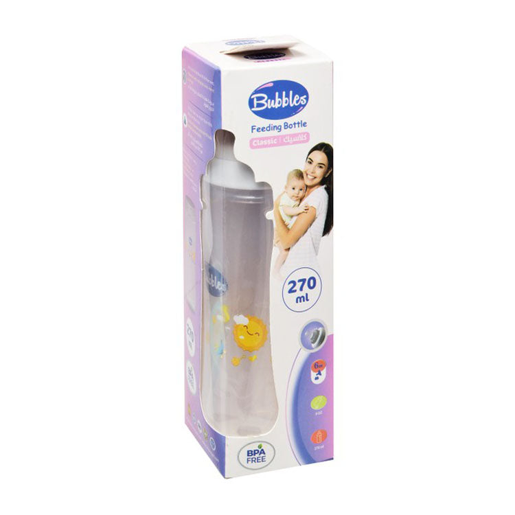 Bubbles Classic White 270ml Anti-Colic Feeding Bottle Stage 3 (6+ Months) - BPA free
