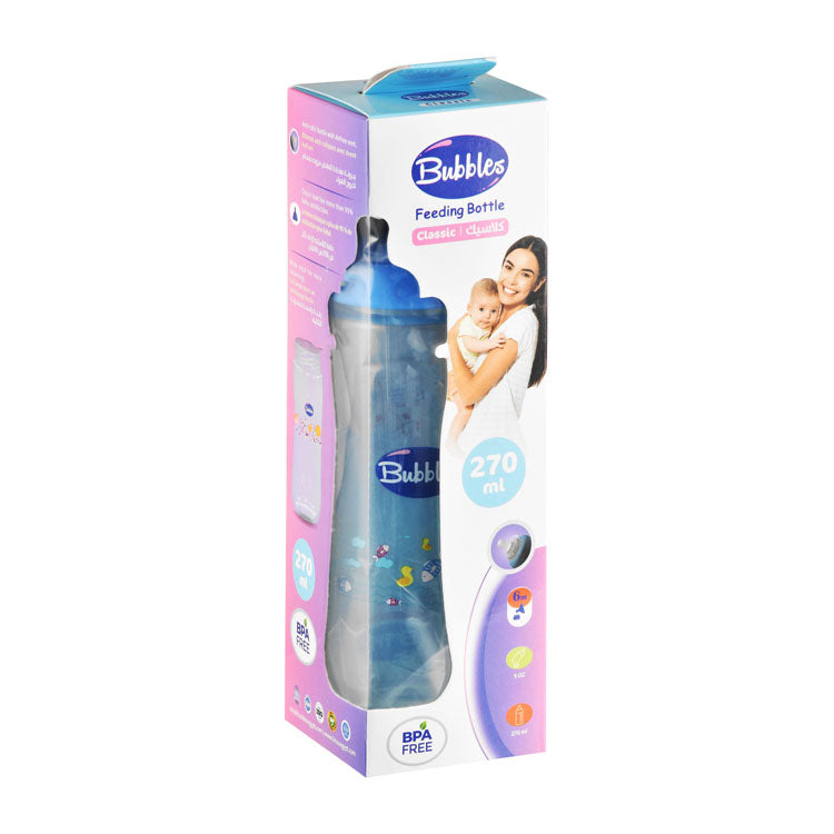 Bubbles Blue 270ml Anti-Colic Feeding Bottle (6+ Months) - BPA free