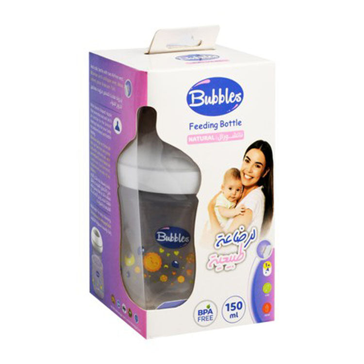 Bubbles Natural White 150ml Anti-Colic Feeding Bottle (1 Month) - BPA free