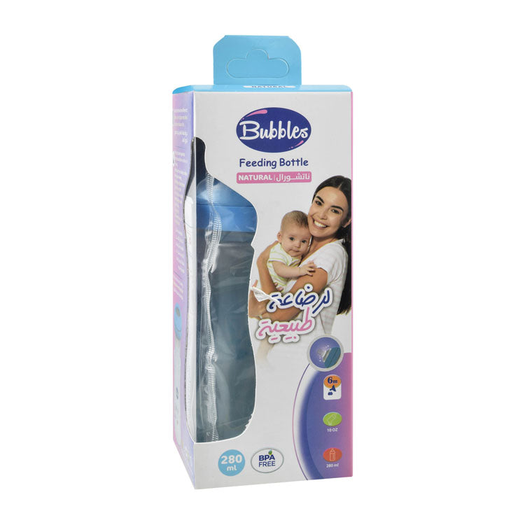 Bubbles Classic Blue 280ml Anti-Colic Feeding Bottle (6+ Months) - BPA free