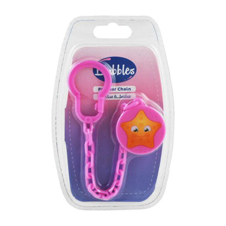Bubbles Pink Star Print Pacifier Chain - BPA free
