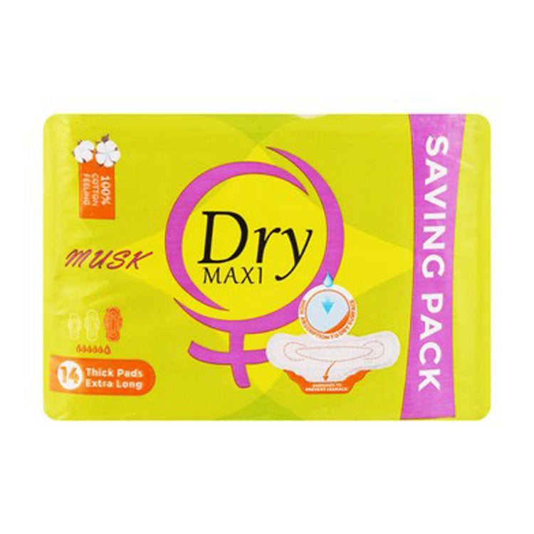 فوط صحية قطنية سميكة وطويلة للغاية من دراي ماكسي بأجنحة ورائحة المسك