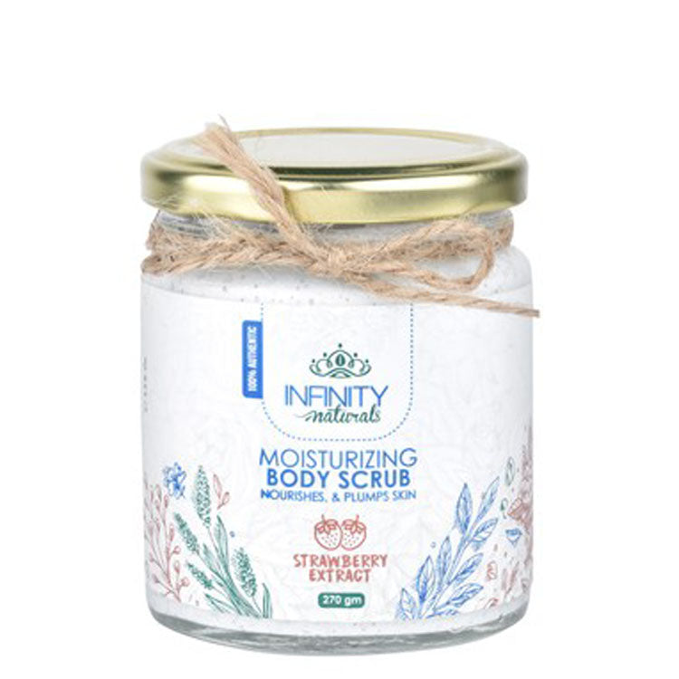Infinity Naturals Moisturizing, Nourishing & Plumping Body Scrub with Strawberry Extract - silicone free, parabens free, cruelty free