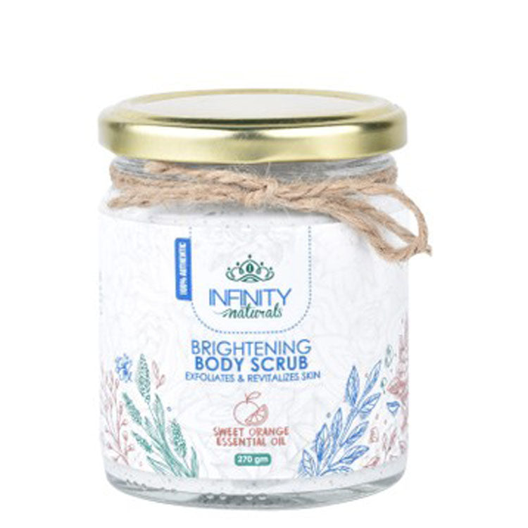 Infinity Naturals Brightening, Exfoliating & Revitalizing Body Scrub with Sweet Orange Essential Oil - silicone free, parabens free, cruelty free