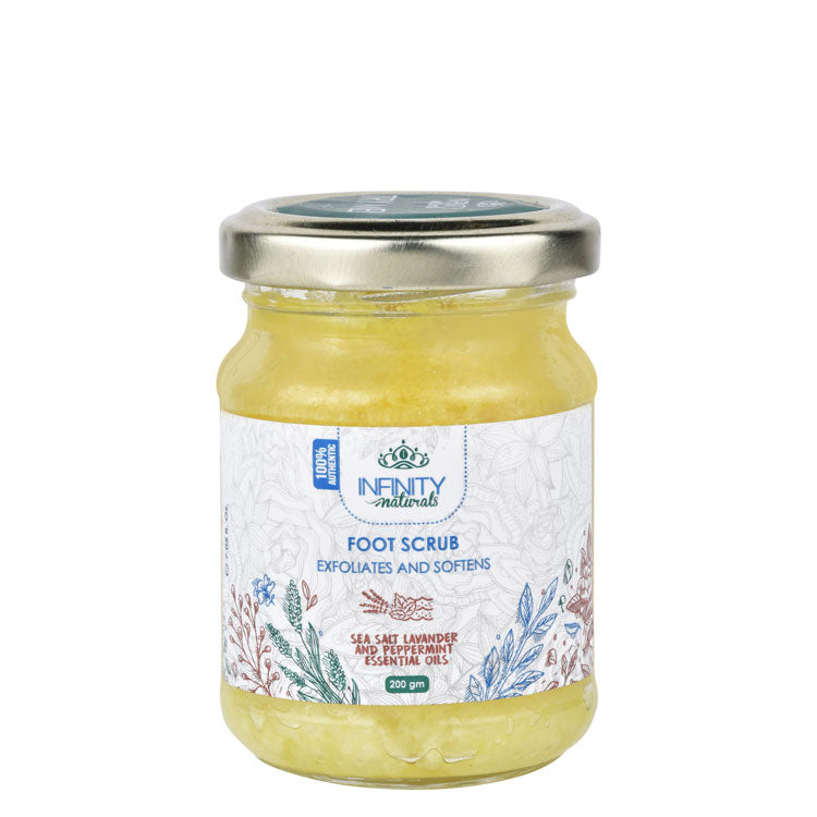 Infinity Naturals Exfoliating & Softening Foot Scrub with Sea Salt Lavender & Peppermint Essential Oils - mineral oil free, cruelty free