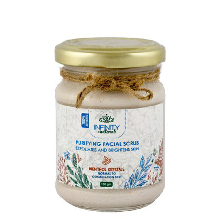 Infinity Naturals Purifying Facial Scrub with Menthol Crystals for Normal to Combination Skin - fragrance free, mineral oil free, silicon free