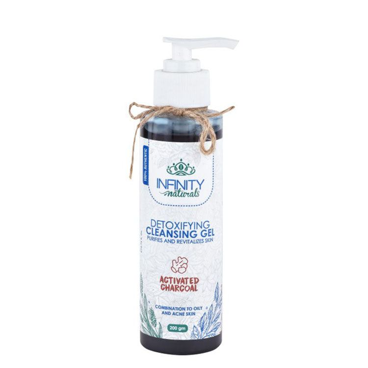 Infinity Naturals Detoxifying, Cleansing & Revitalizing Facial Gel with Activated Charcoal for Combination to Oily & Acne Skin - mineral oil free,
