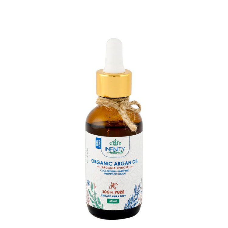 Infinity Naturals Cold Pressed & Unrefined Organic Argan Oil for Face, Hair & Body - mineral oil free, parabens free, chemical free
